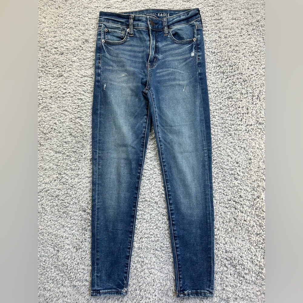 American Eagle Jeans Womens 4 Hi Rise Jegging Next Level Stretch Regular Wash